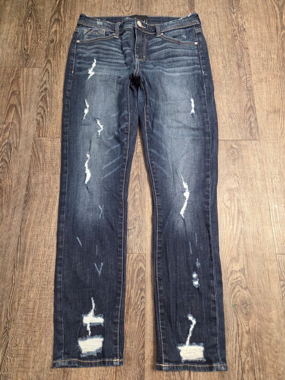 Buckle Black Distressed Dark Wash Fit 256 Skinny Stretch Jeans Size 27